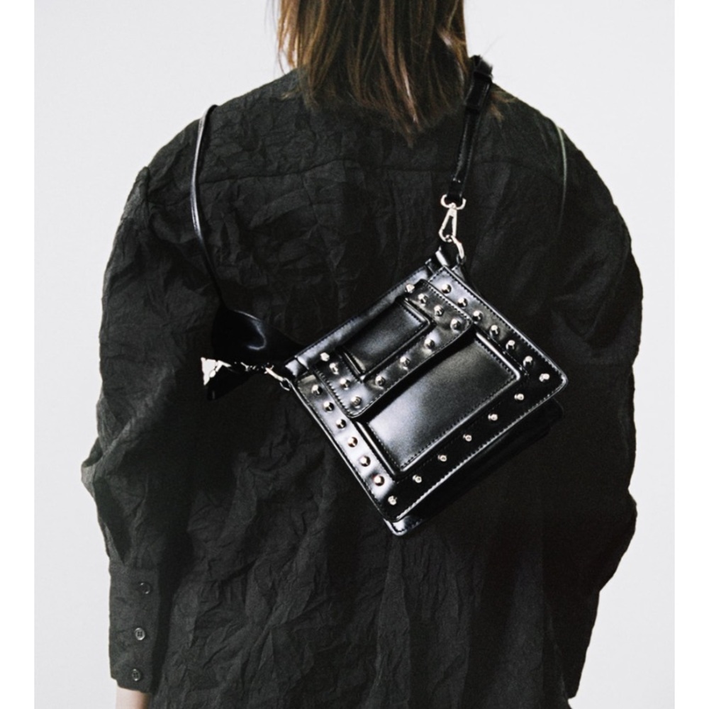Zara black studded crossbody bag